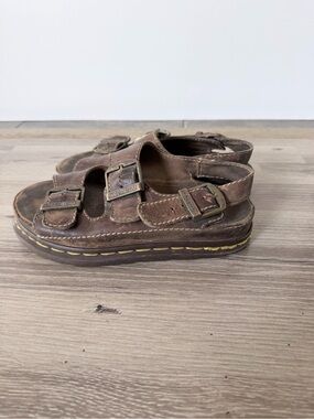 Dr. Martens vintage Brown Leather Buckle Platform Sandals